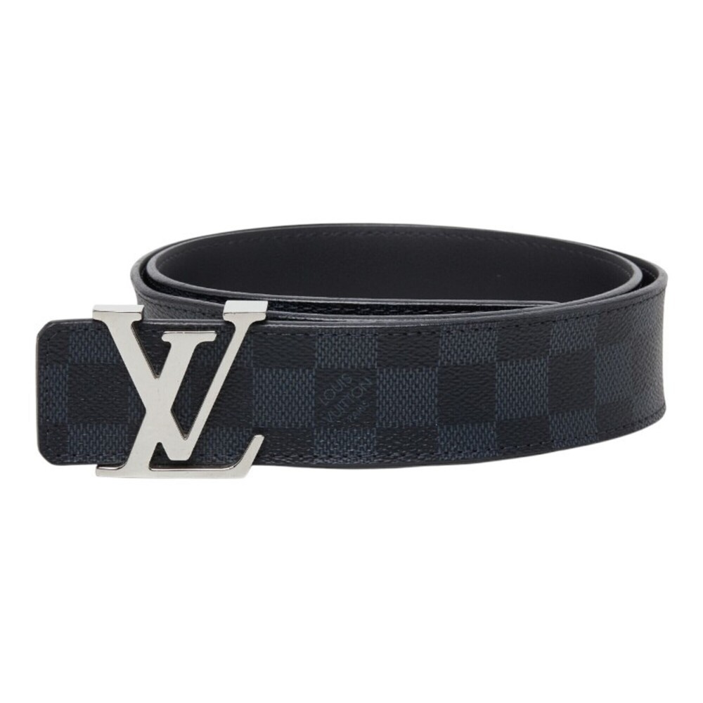 Louis Vuitton Damier Cobalt Ceinture LV Initial Belt M9210 Black Navy Leather...